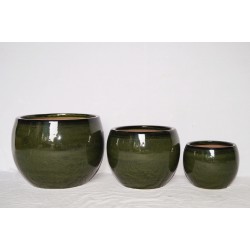 CERAMICZNA DONICA SZKLIWIONA ZIELONA 200-1561