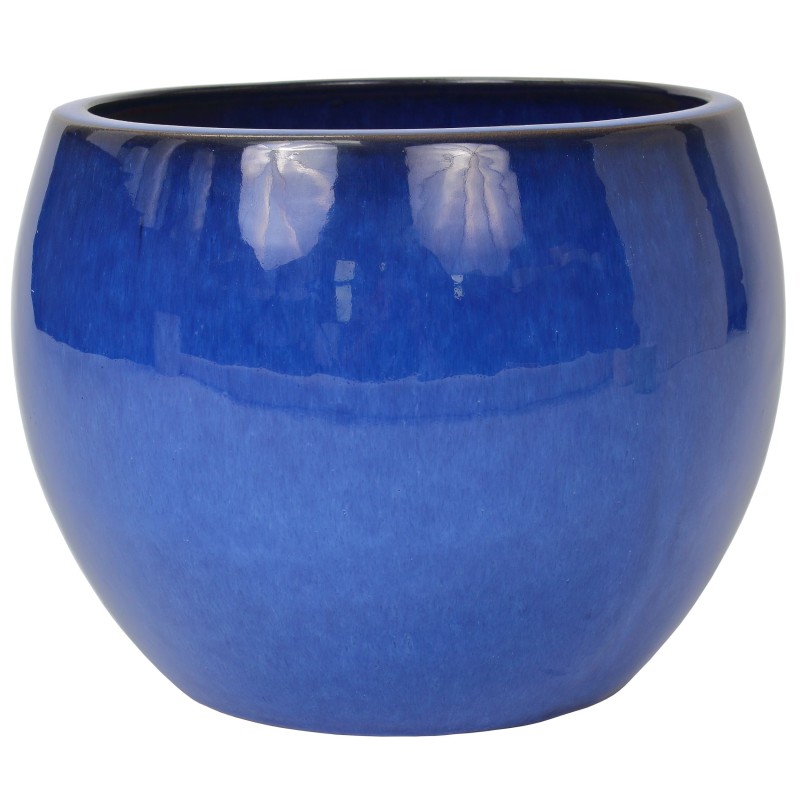 CERAMICZNA DONICA SZKLIWIONA NIEBIESKA 200-1561