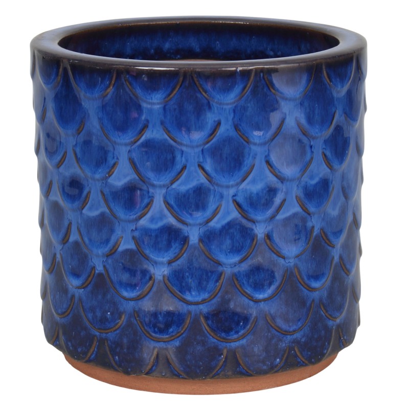 CERAMICZNA DONICA SZKLIWIONA NIEBIESKA 200-4397