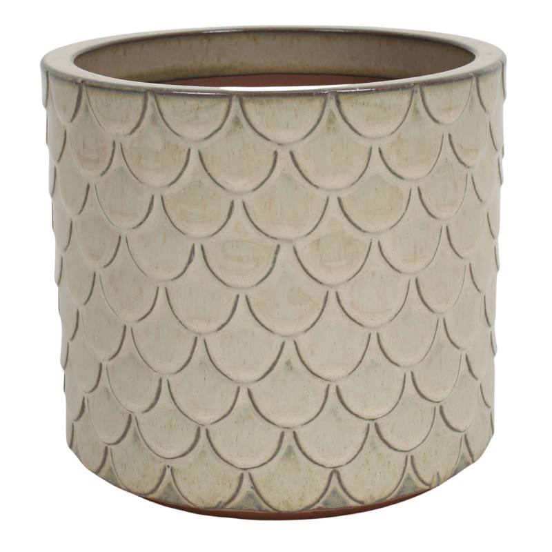 CERAMICZNA DONICA SZKLIWIONA KREMOWA 200-4397