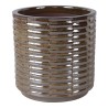 CERAMICZNA DONICA SZKLIWIONA BRĄZOWA
