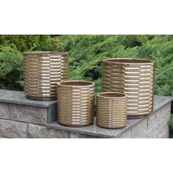 CERAMICZNA DONICA SZKLIWIONA BRĄZOWA