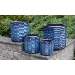 CERAMICZNA DONICA SZKLIWIONA NIEBIESKA