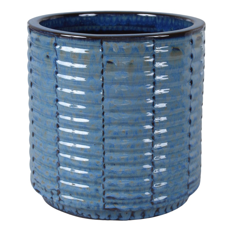 CERAMICZNA DONICA SZKLIWIONA BŁĘKITNA