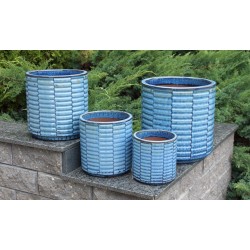 CERAMICZNA DONICA SZKLIWIONA BŁĘKITNA