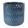 CERAMICZNA DONICA SZKLIWIONA CYLINDER NIEBIESKA