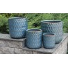 CERAMICZNA DONICA SZKLIWIONA CYLINDER NIEBIESKA