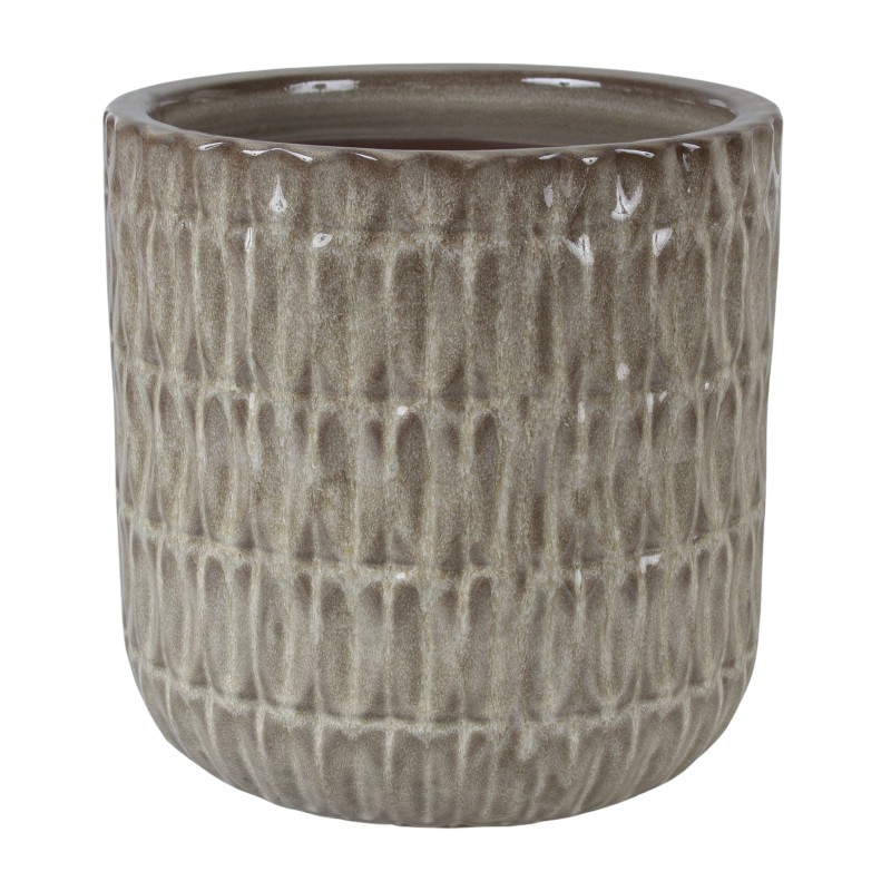 CERAMICZNA DONICA SZKLIWIONA CYLINDER SZARA