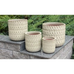 CERAMICZNA DONICA SZKLIWIONA CYLINDER SZARA