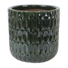 CERAMICZNA DONICA SZKLIWIONA CYLINDER ZIELONA