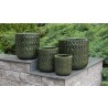 CERAMICZNA DONICA SZKLIWIONA CYLINDER ZIELONA