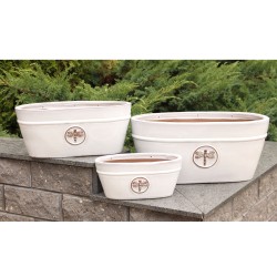 CERAMICZNA DONICA SZKLIWIONA OWAL BIAŁA