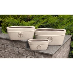CERAMICZNA DONICA SZKLIWIONA OWAL SZARA