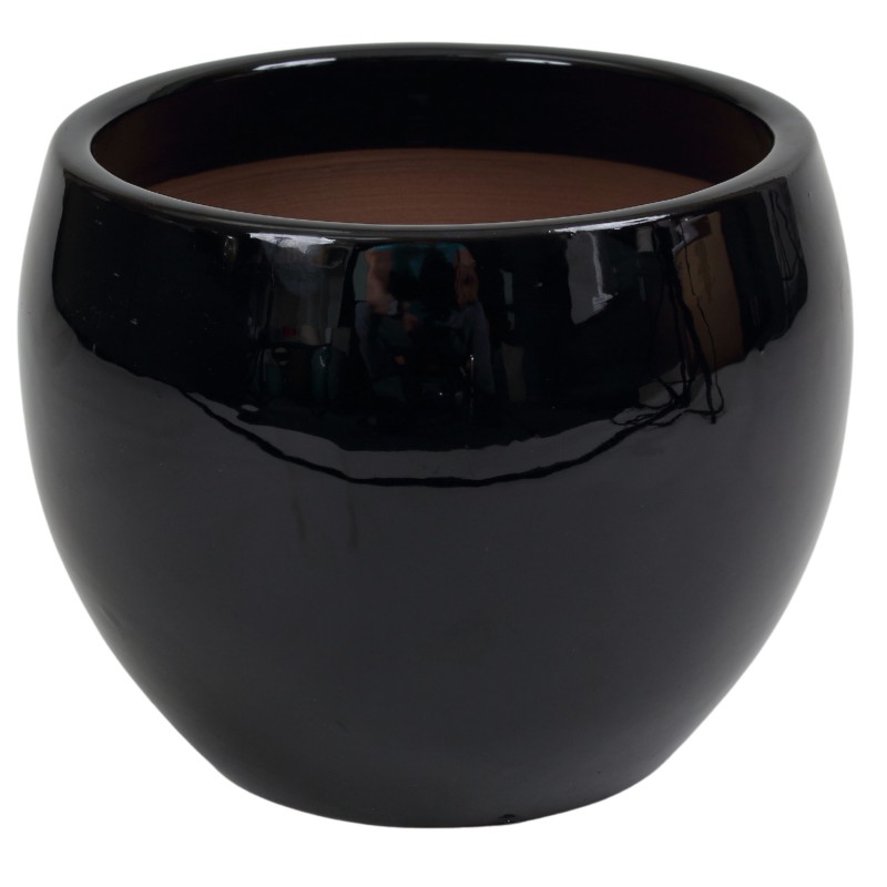 CERAMICZNA DONICA SZKLIWIONA CZARNA 200-1561