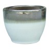 CERAMICZNA DONICA SZKLIWIONA BIAŁO-SREBRNA