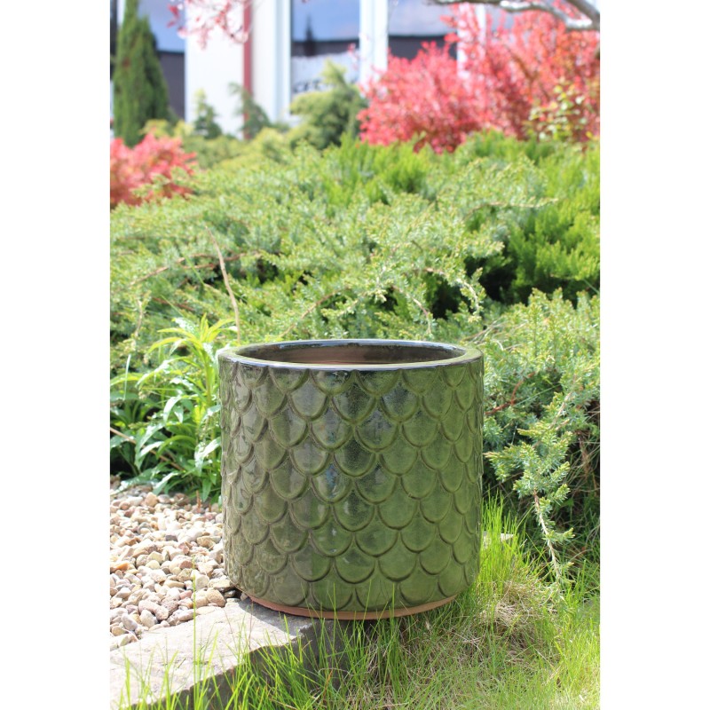 CERAMICZNA DONICA SZKLIWIONA ZIELONA 200-4397