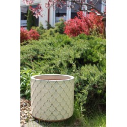 CERAMICZNA DONICA SZKLIWIONA KREMOWA 200-4397