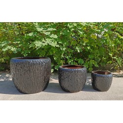 DONICA CERAMICZNA SZKLIWIONA MROZOODPORNA CZARNA KOMPLET 3SZT
