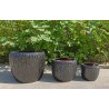 DONICA CERAMICZNA SZKLIWIONA MROZOODPORNA CZARNA KOMPLET 3SZT