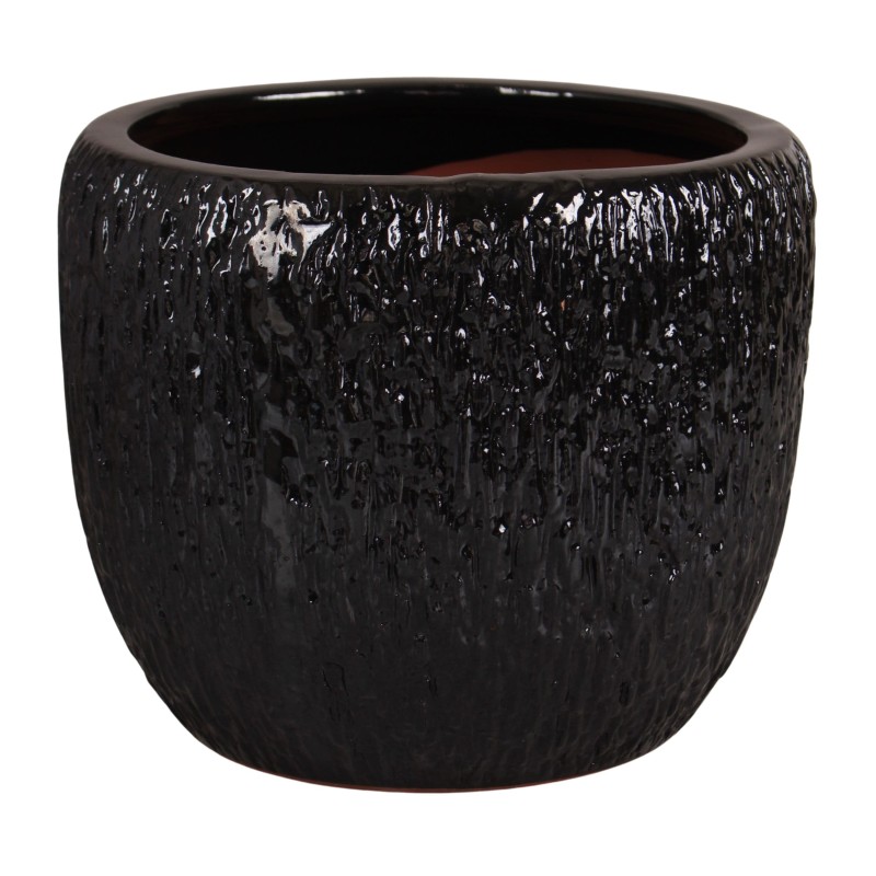 DONICA CERAMICZNA SZKLIWIONA MROZOODPORNA CZARNA KOMPLET 3SZT