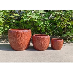 DONICA CERAMICZNA SZKLIWIONA MROZOODPORNA CZERWONA KOMPLET 3SZT