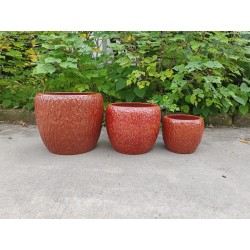 DONICA CERAMICZNA SZKLIWIONA MROZOODPORNA CZERWONA KOMPLET 3SZT