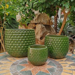 OSŁONKA CERAMICZNA SZKLIWIONA ZIELONA KOMPLET