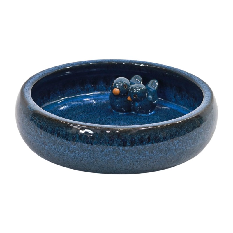 POIDEŁKO DLA PTAKÓW CERAMICZNE SZKLIWIONE NIEBIESKIE