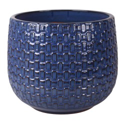 DONICA CERAMICZNA SZKLIWIONA NIEBIESKA KOMPLET