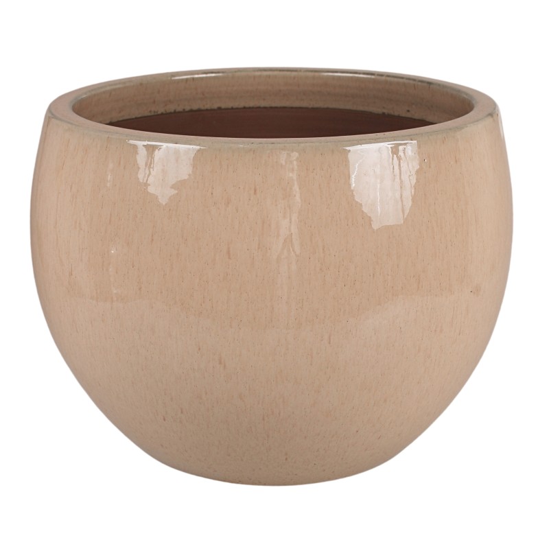 CERAMICZNA DONICA SZKLIWIONA KREMOWA 200-1561
