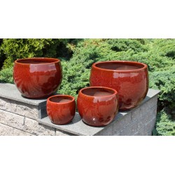 CERAMICZNA DONICA SZKLIWIONA CZERWONA 200-1561