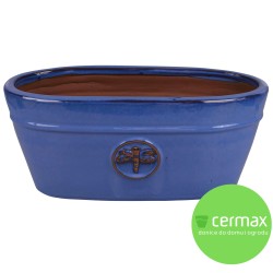 CERAMICZNA DONICA SZKLIWIONA OWAL NIEBIESKA