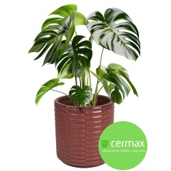 CERAMICZNA DONICA SZKLIWIONA CZERWONA 053