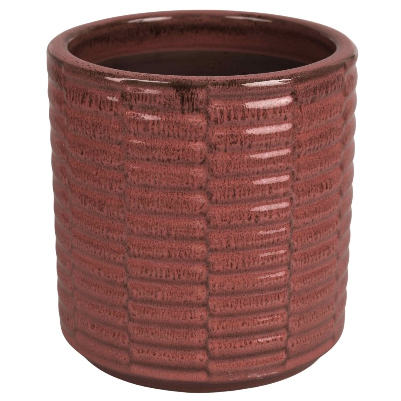 CERAMICZNA DONICA SZKLIWIONA CZERWONA 053