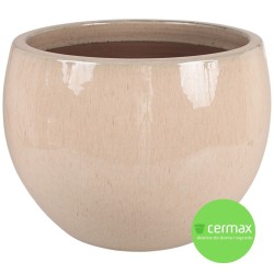 CERAMICZNA DONICA SZKLIWIONA KREMOWA 200-1561