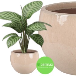 CERAMICZNA DONICA SZKLIWIONA KREMOWA 200-1561