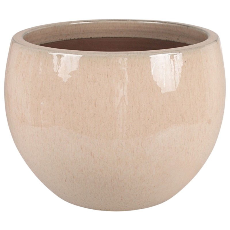 CERAMICZNA DONICA SZKLIWIONA KREMOWA 200-1561