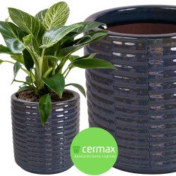 DONICA CERAMICZNA SZKLIWIONA GRANATOWA