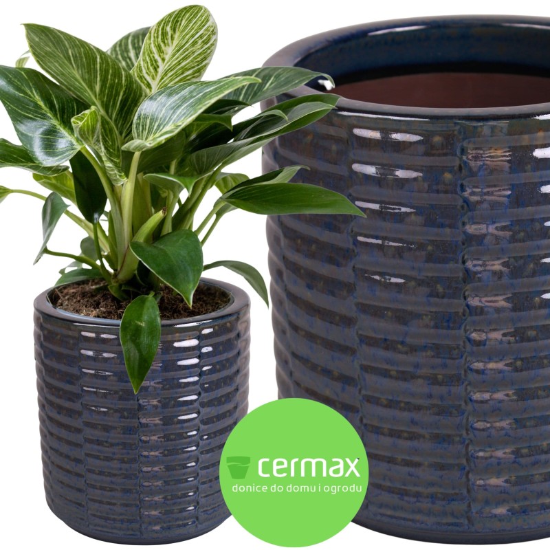 DONICA CERAMICZNA SZKLIWIONA GRANATOWA