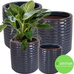 DONICA CERAMICZNA SZKLIWIONA GRANATOWA