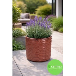 CERAMICZNA DONICA SZKLIWIONA CZERWONA 053