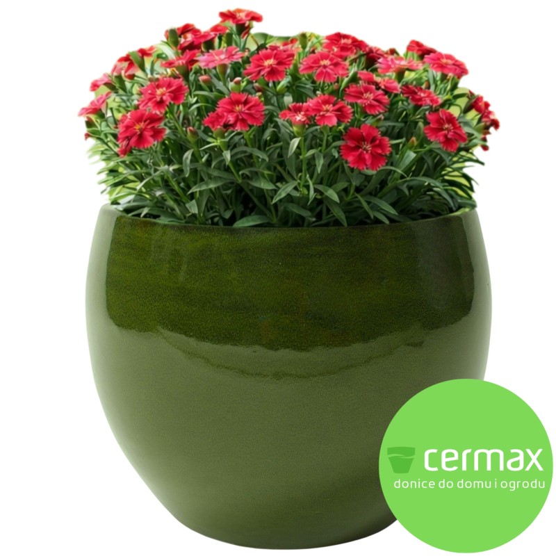 CERAMICZNA DONICA SZKLIWIONA ZIELONA 200-1561