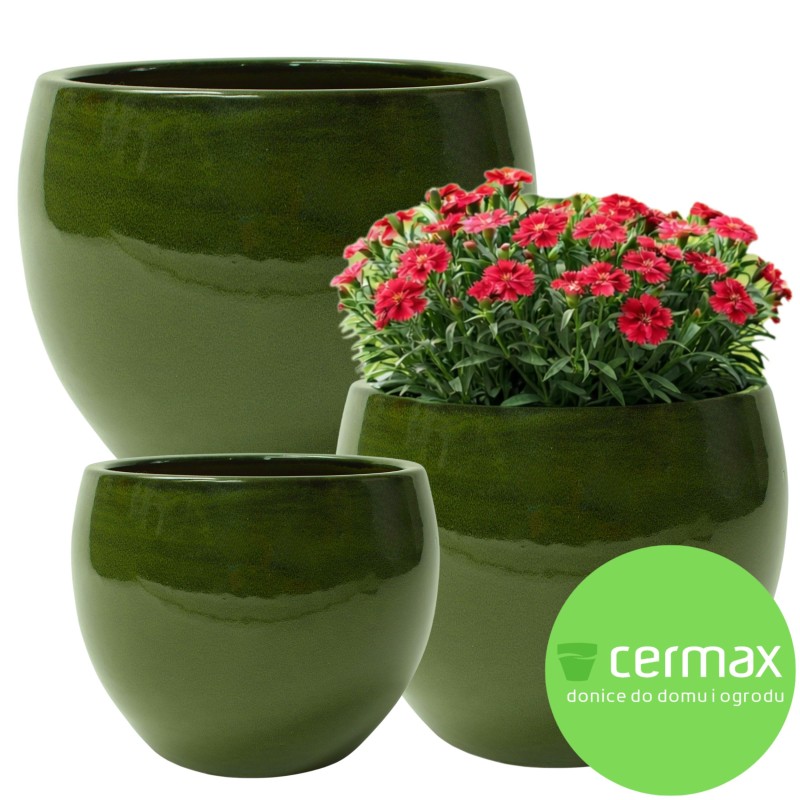 CERAMICZNA DONICA SZKLIWIONA ZIELONA 200-1561