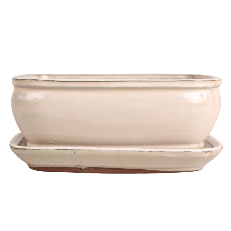 DONICA SZKLIWIONA BONSAI Z PODSTAWKĄ KREMOWA