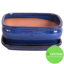 DONICA SZKLIWIONA BONSAI Z PODSTAWKĄ NIEBIESKA