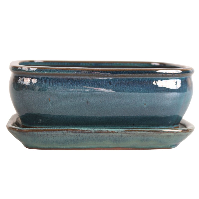 DONICA SZKLIWIONA BONSAI Z PODSTAWKĄ TURKUSOWA