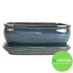 DONICA SZKLIWIONA BONSAI Z PODSTAWKĄ TURKUSOWA