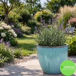 DONICA CERAMICZNA SZKLIWIONA MORSKI BŁĘKIT MROZOODPORNA