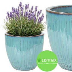 DONICA CERAMICZNA SZKLIWIONA MORSKI BŁĘKIT MROZOODPORNA