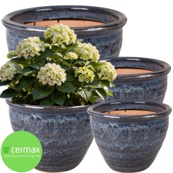 DONICA CERAMICZNA SZKLIWIONA NIEBIESKA MROZOODPORNA